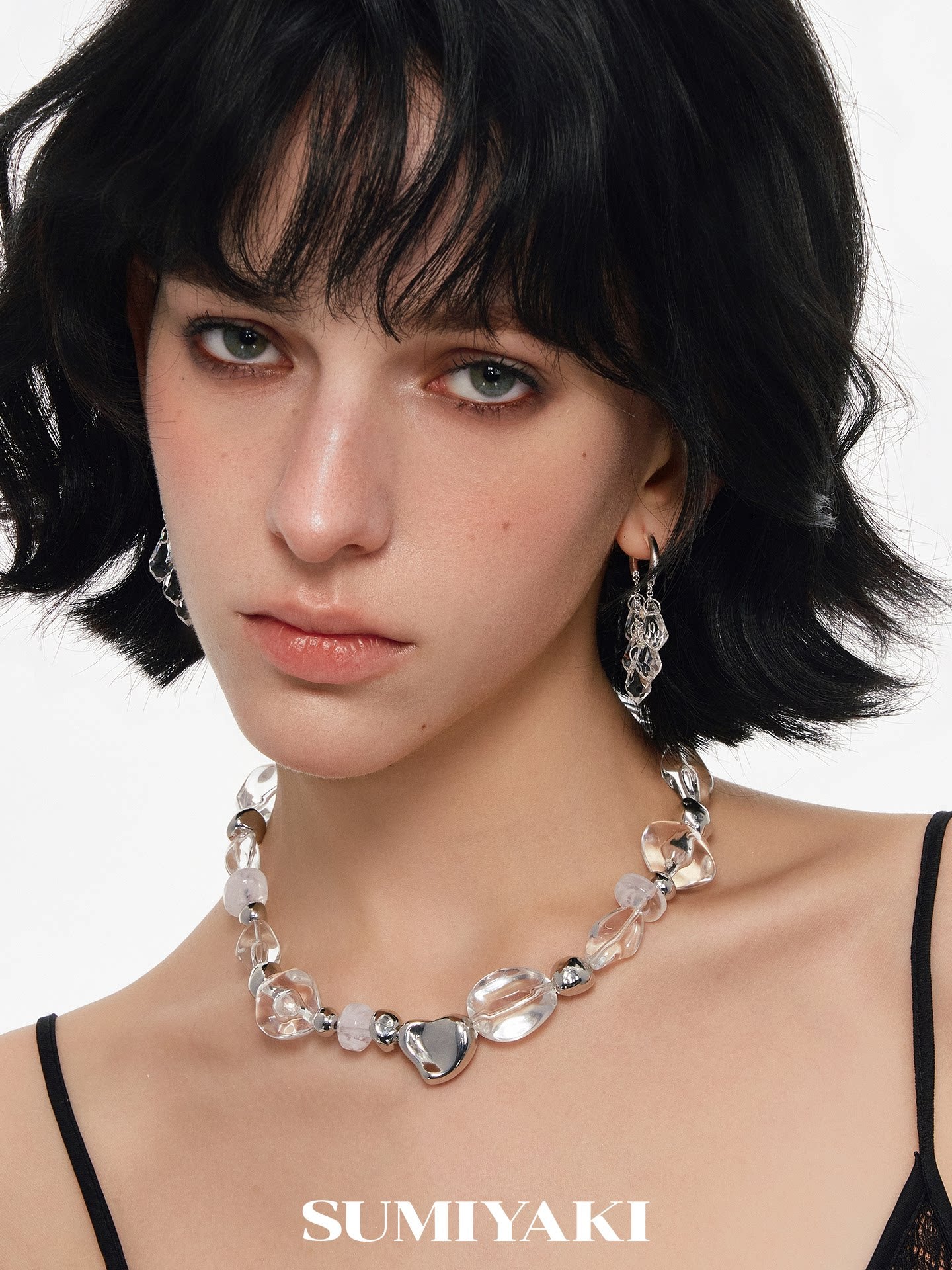 SUMIYAKI Niche Transparent Crystal Necklace