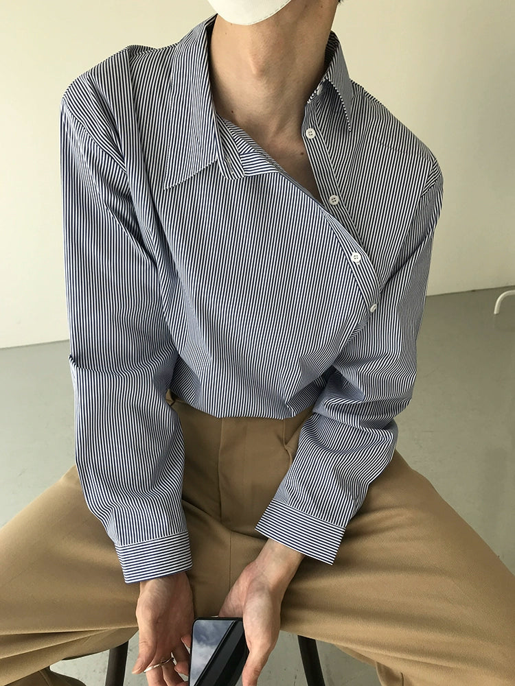 COLN Korean Loose Striped Shirt