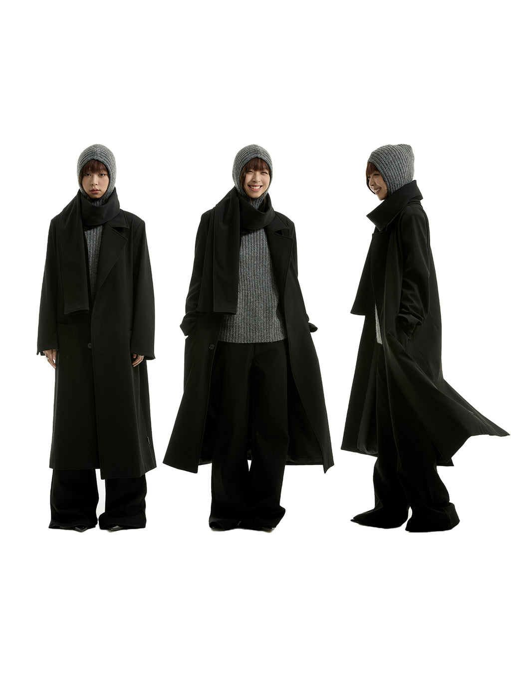 FUNKYFUN Long Blazer with Scarf Design