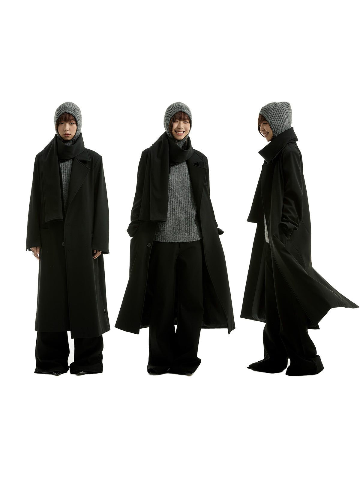 FUNKYFUN Long Blazer with Scarf Design