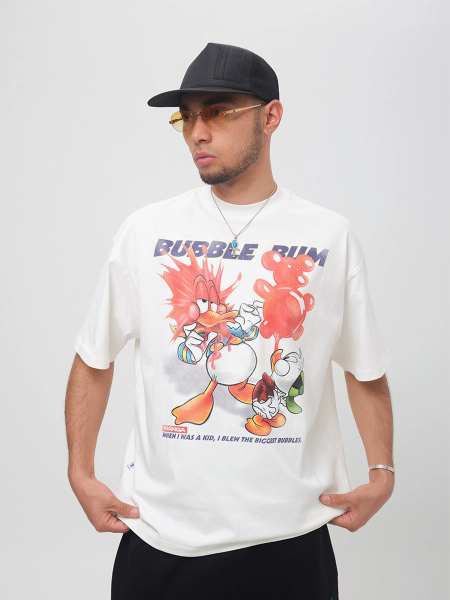 ComicTree Cartoon Bubble Gum Donald Duck Round Neck Tee