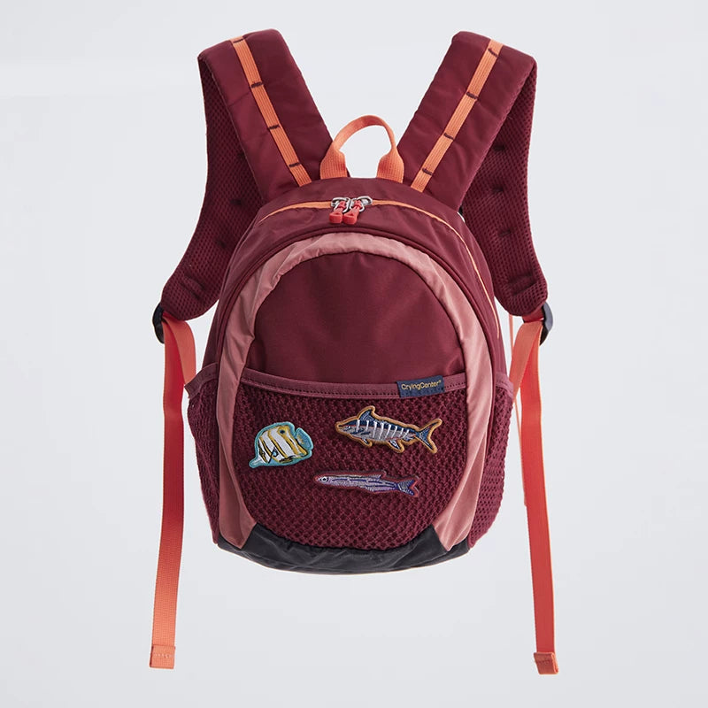 CryingCenter Contrast Pin Small Fish Embroidery Sports Backpack