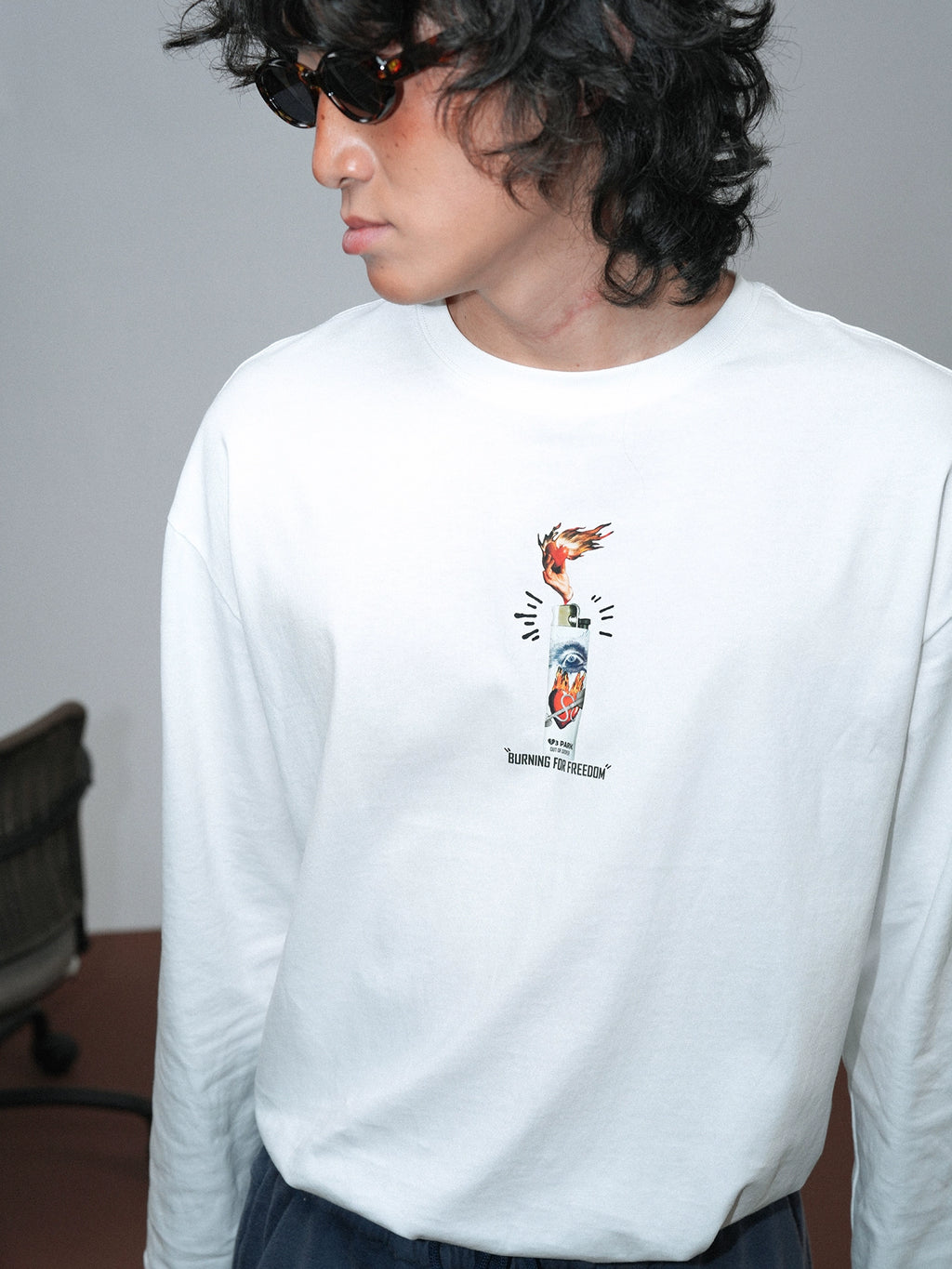 O3PARK Lighter Print Loose Casual Long Sleeve