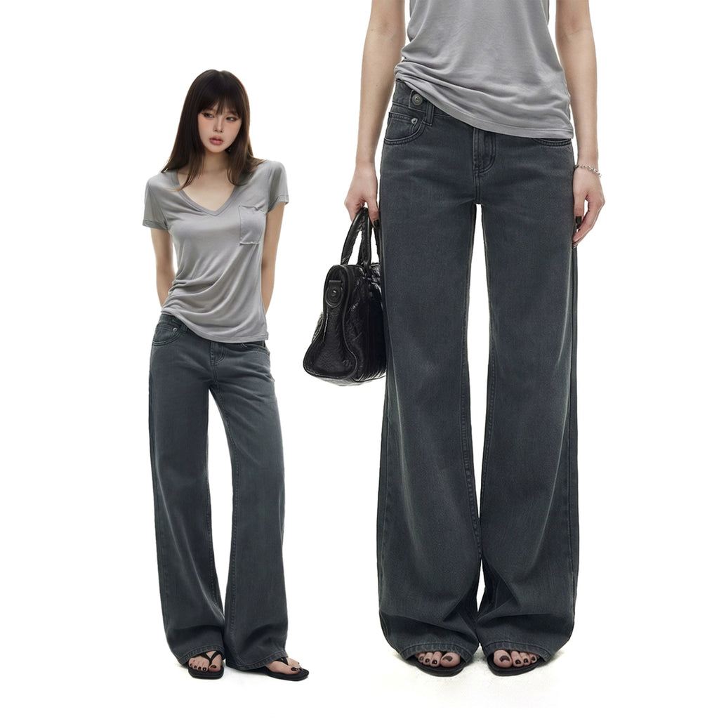 WITHMIN Low-rise Slim Straight Casual Pants