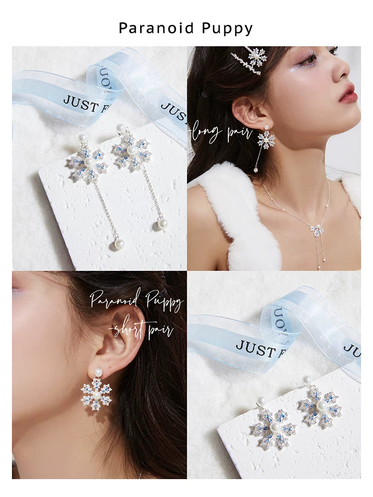 PP Snowflake Pearl Fringed Earrings