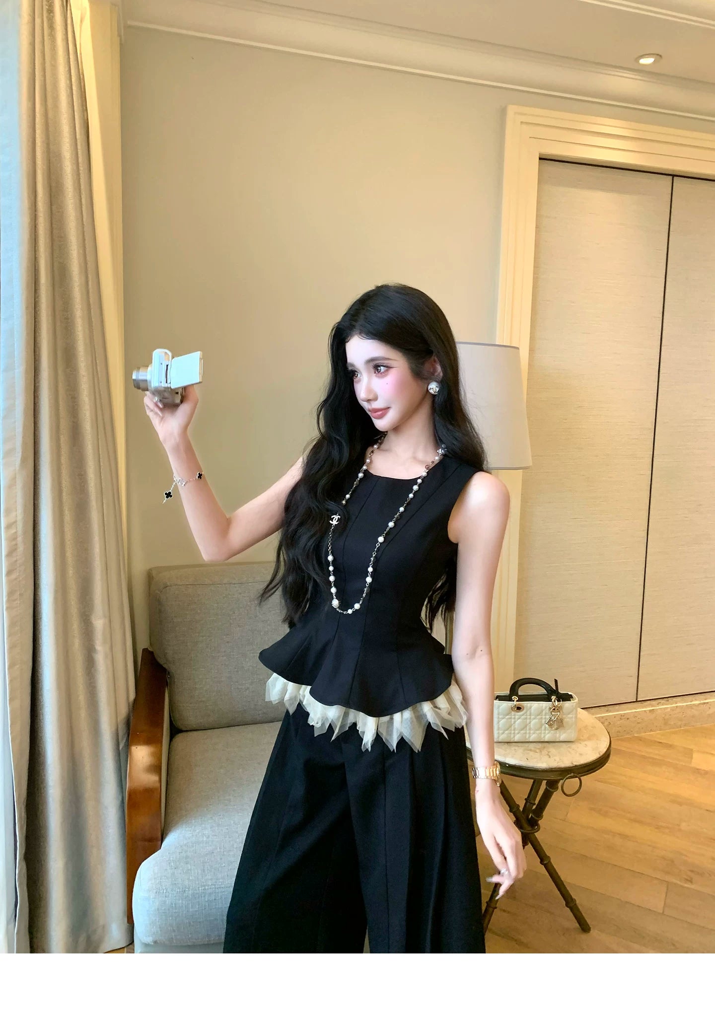 BarbChill Sleeveless Top Vest Vest Wide Leg Pants Set