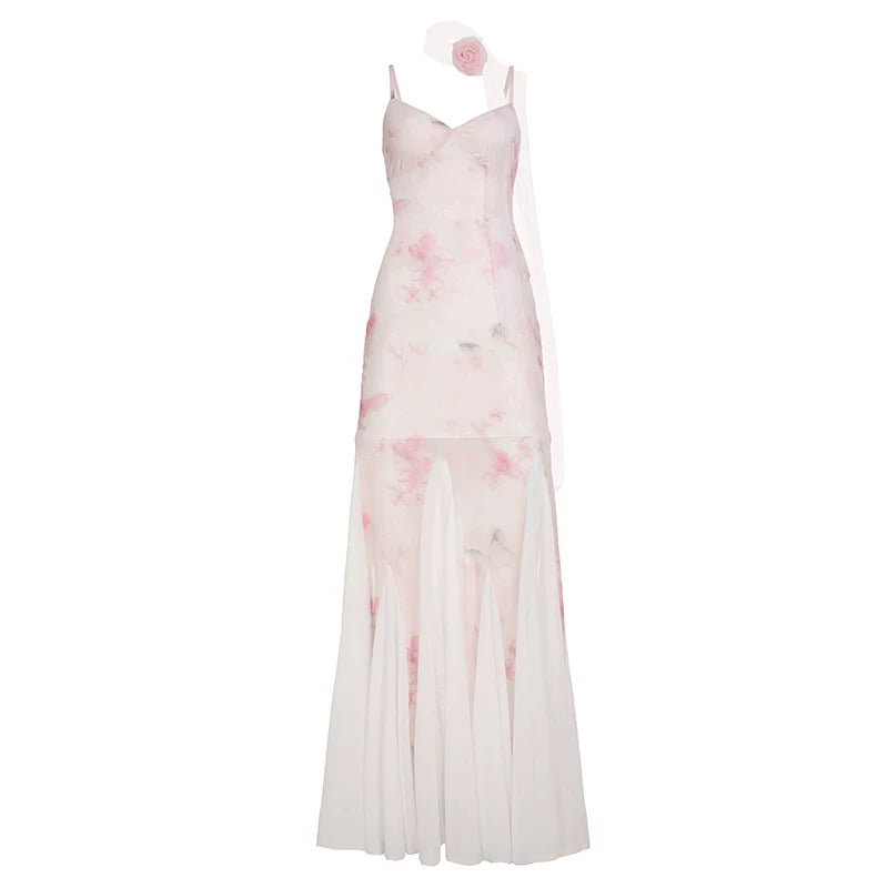 FUNOFF Backless Scarf Suspender Fishtail Dress