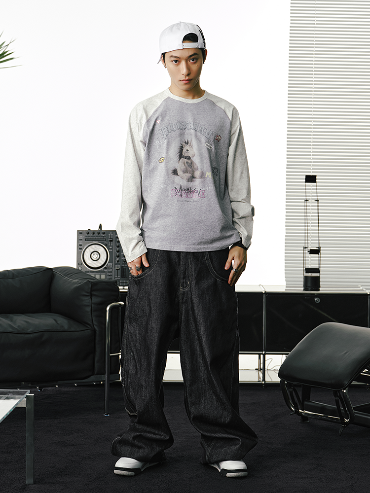 MOONWAV Unicorn Print Shoulder Sleeve Long Sleeve