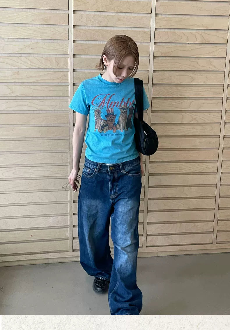 MMBBT Multi-pocket Embroidered Loose and Versatile Jeans