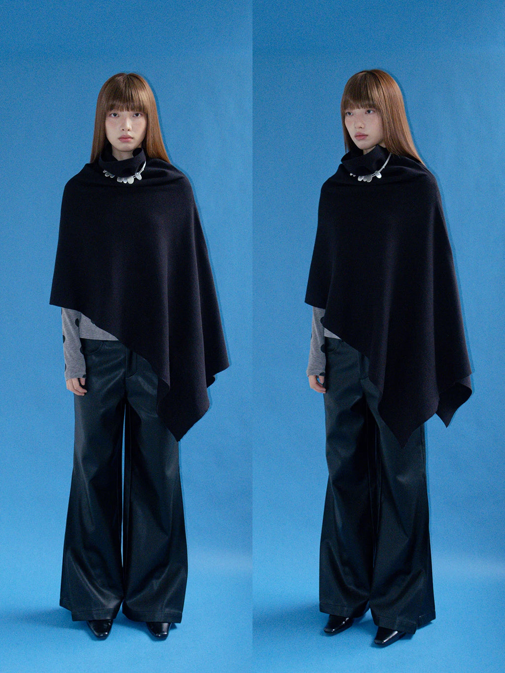 FUNKYFUN Heap Collar Knitted Shawl Jacket