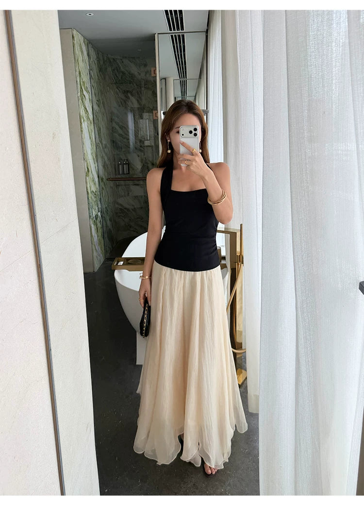 NEVA HU Temperament Elegant Yarn Skirt