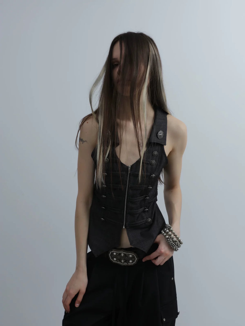 DoublePunch V-neck Double-breasted Slim-fit Waist Vest