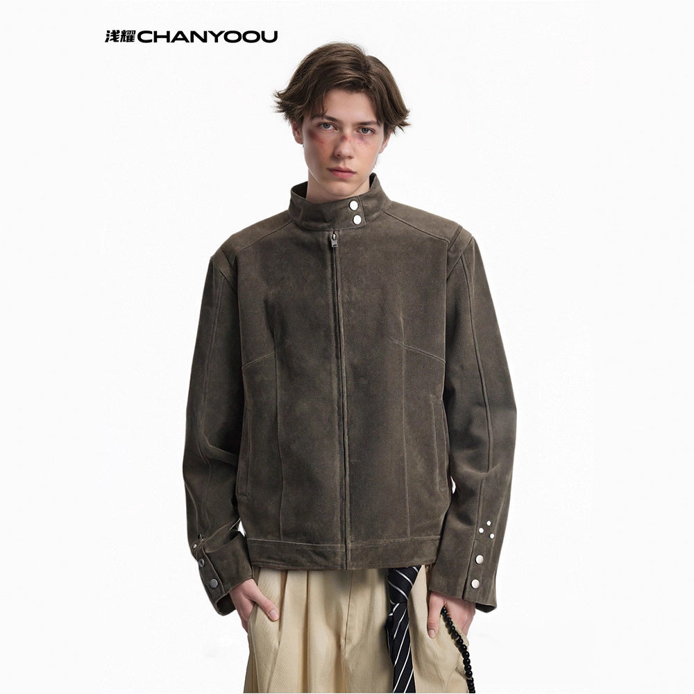CHANYOOU Vintage Fleece Stand-up Jacket