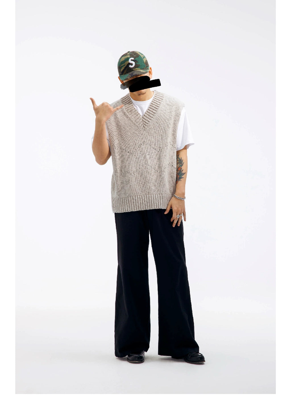 SUPERTOFU Loose Skeleton Knitted Vest
