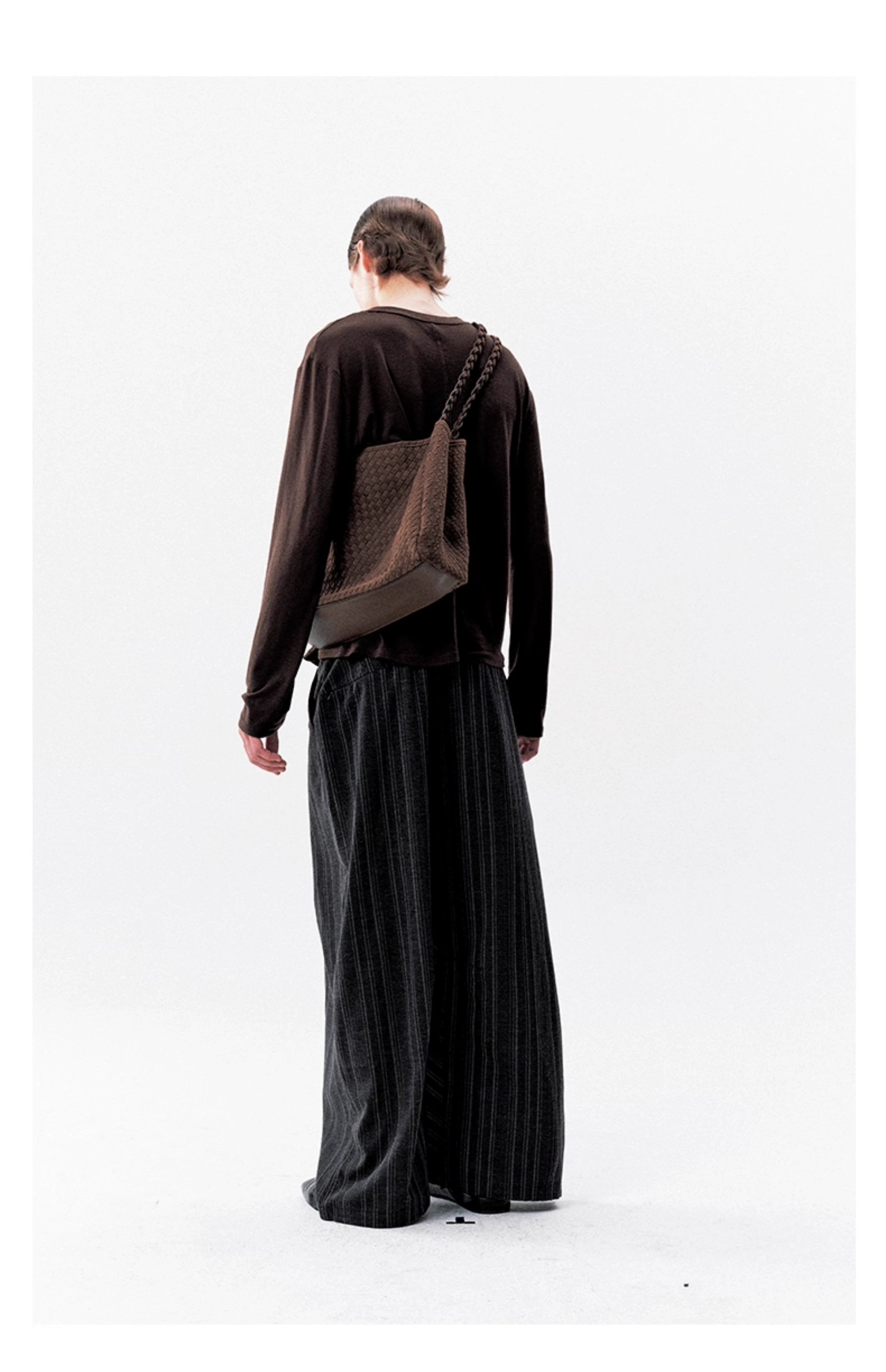 NOT UGLY 25AW Kendo hand-woven tan double strap shoulder suede soft diagonal span hobo bag