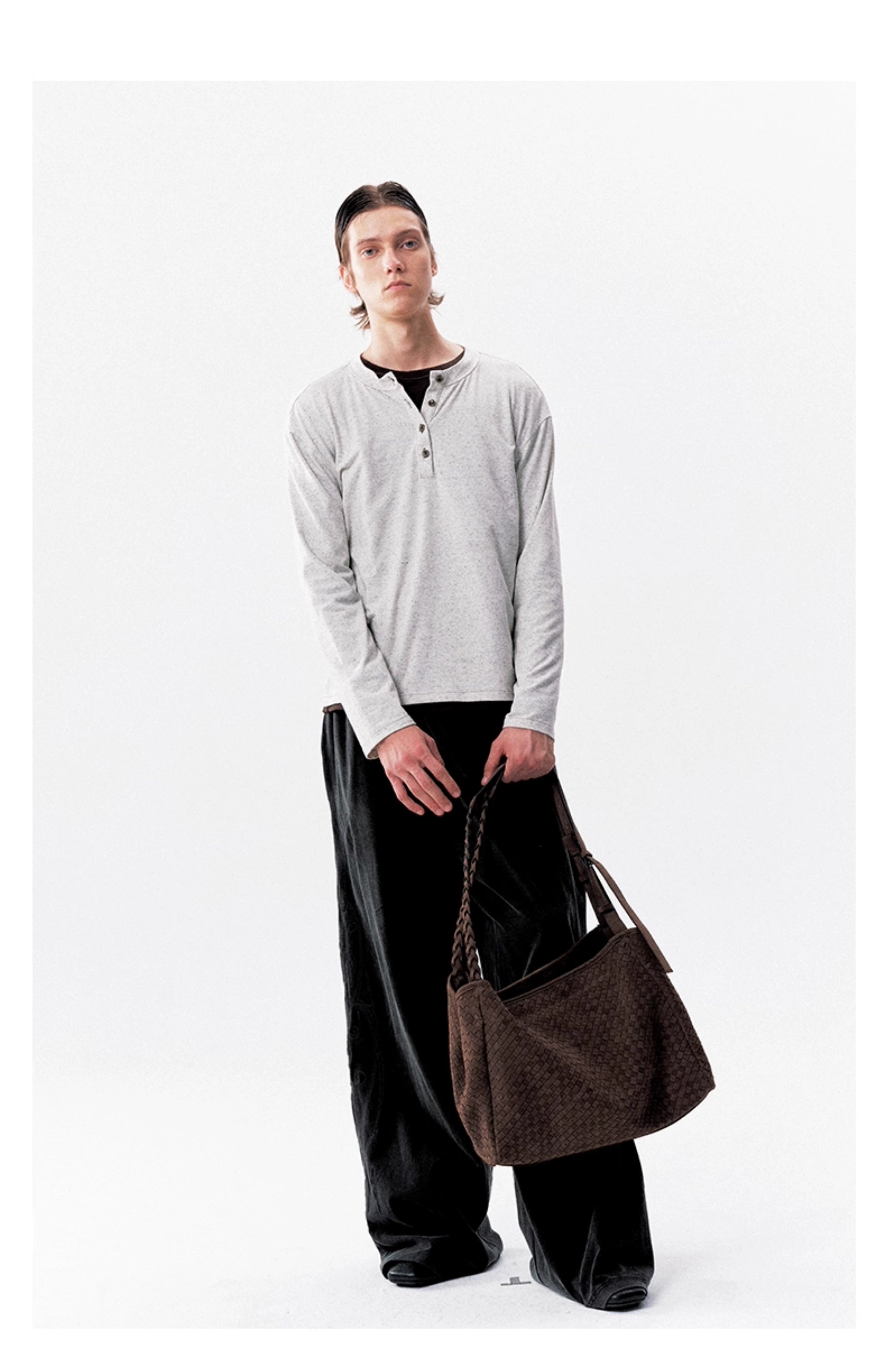 NOT UGLY 25AW Kendo hand-woven tan double strap shoulder suede soft diagonal span hobo bag