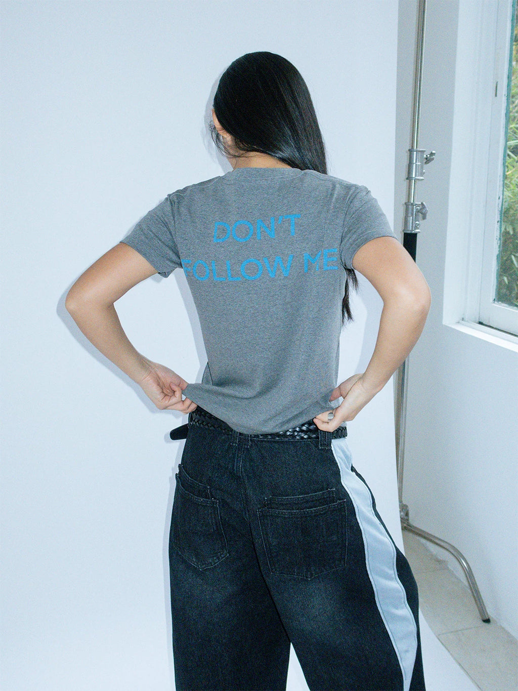 FUNKYFUN Contrasting Color Slogan Fun Printing Tee