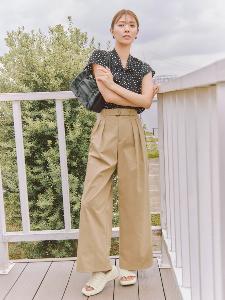 GU Straight Casual Pleated Simple Wide-leg Pants