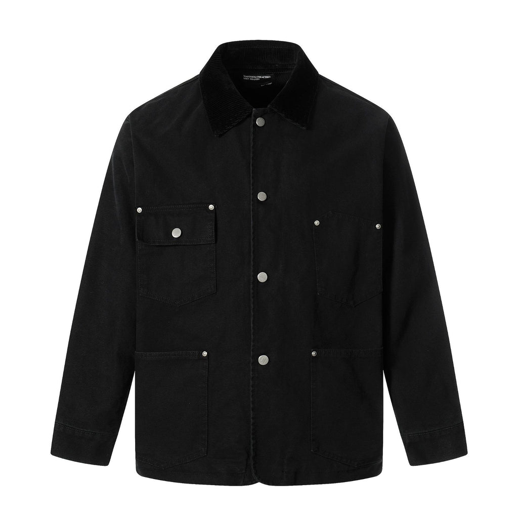 11KN Retro Wick Lapel Three-dimensional Canvas Jacket