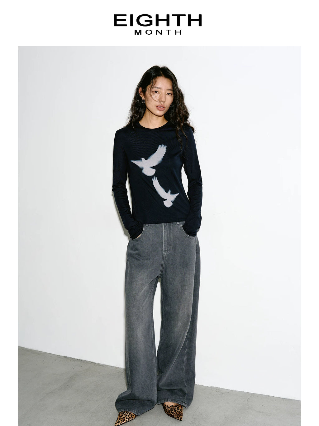 EIGHTHMONTH Skinny Crew Neck Casual Long Sleeve