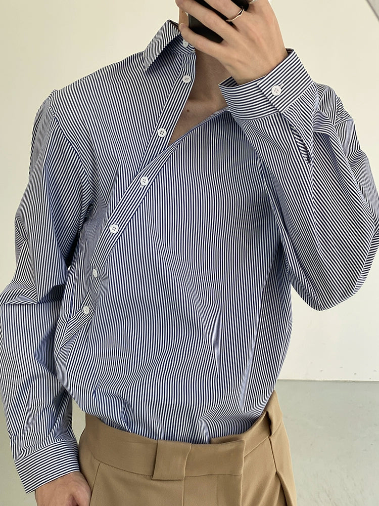 COLN Korean Loose Striped Shirt