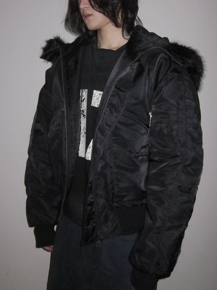 URRRGE Vintage Fur Collar Hooded Jacket