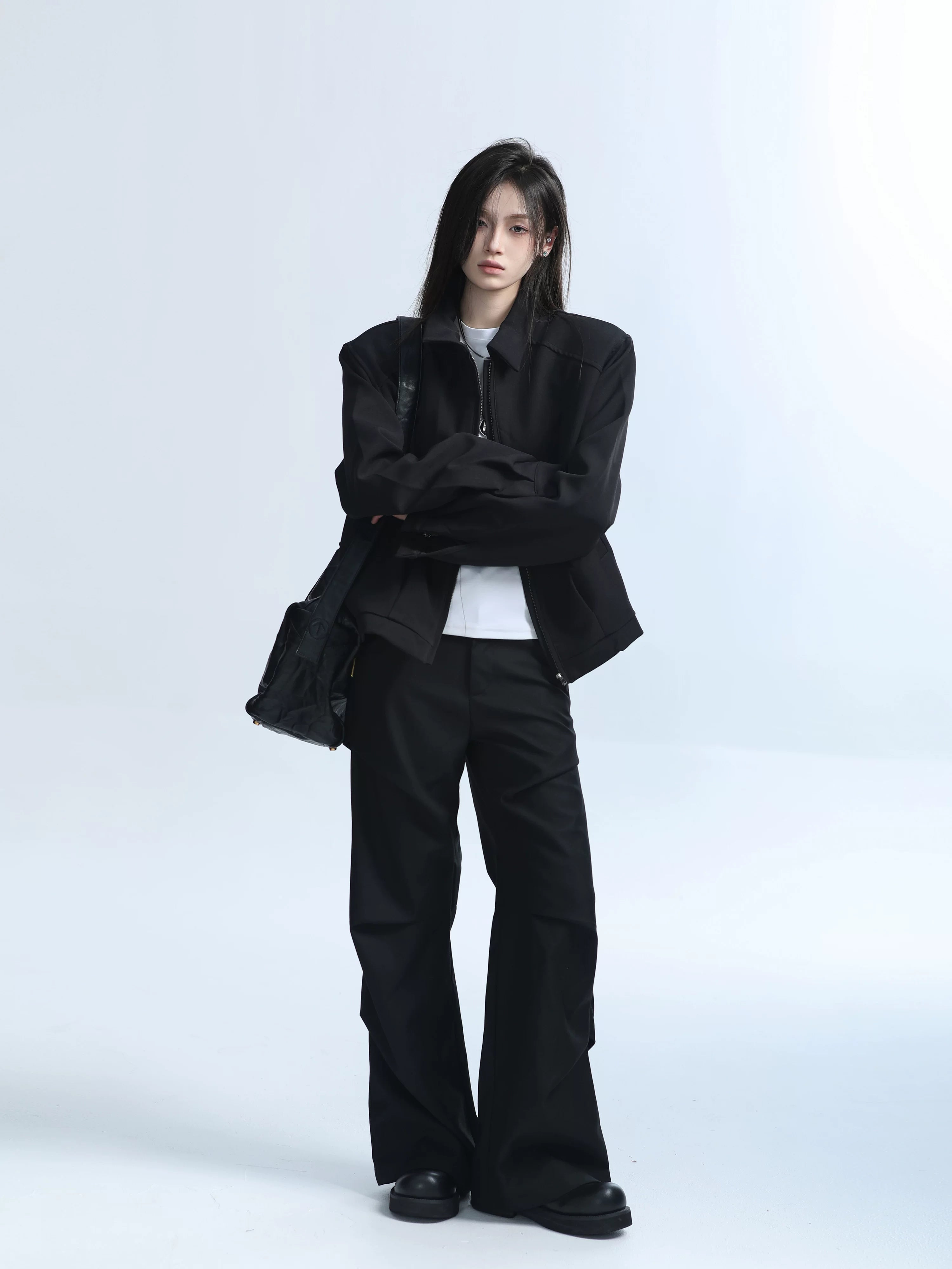 Zuocisankon Vintage Short Loose Zipper Jacket