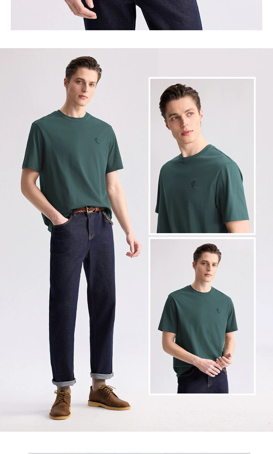 Giordano Monogram Embroidered Crew Neck Casual Tee