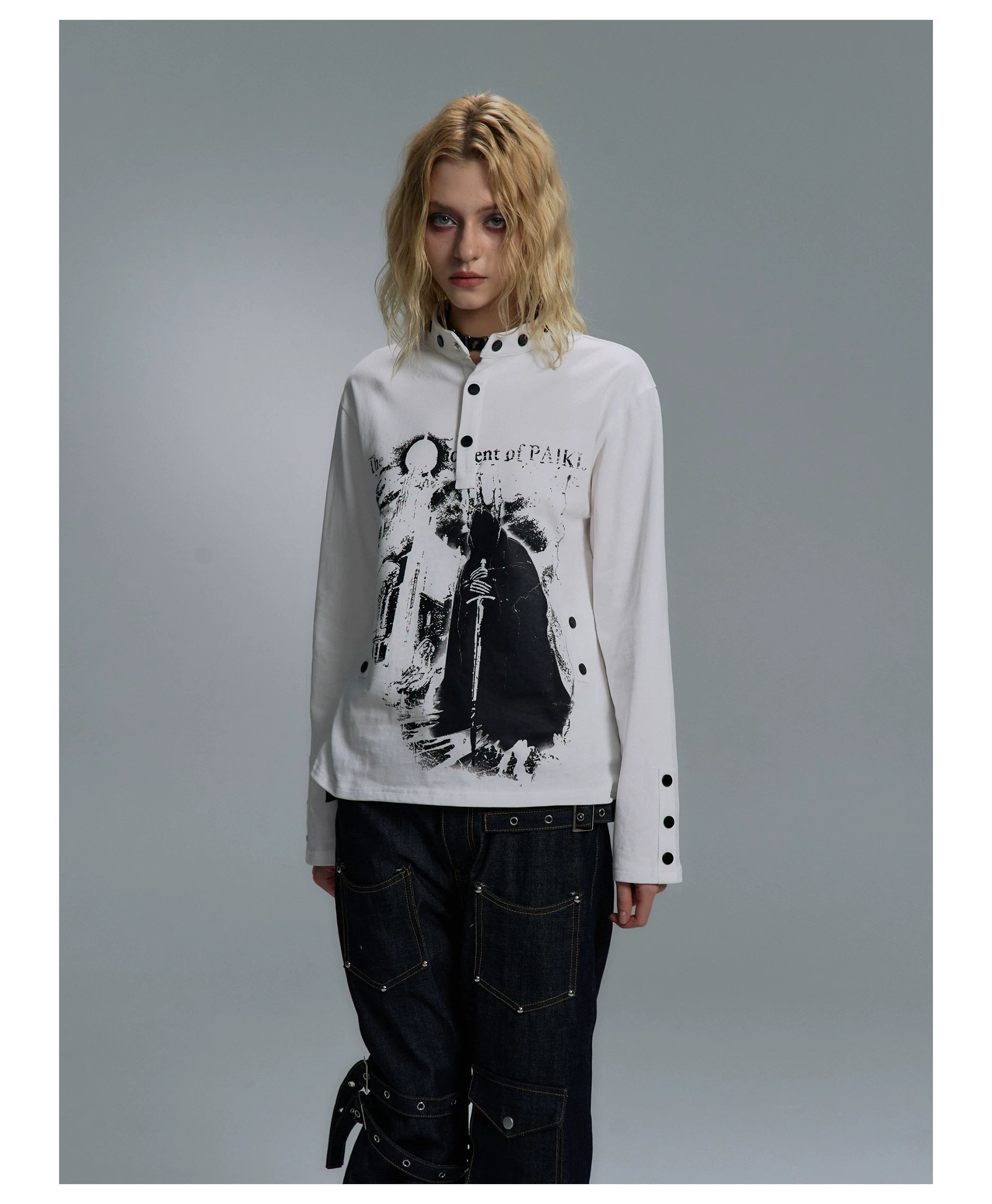 PAIKI Castle Print Casual Long Sleeve