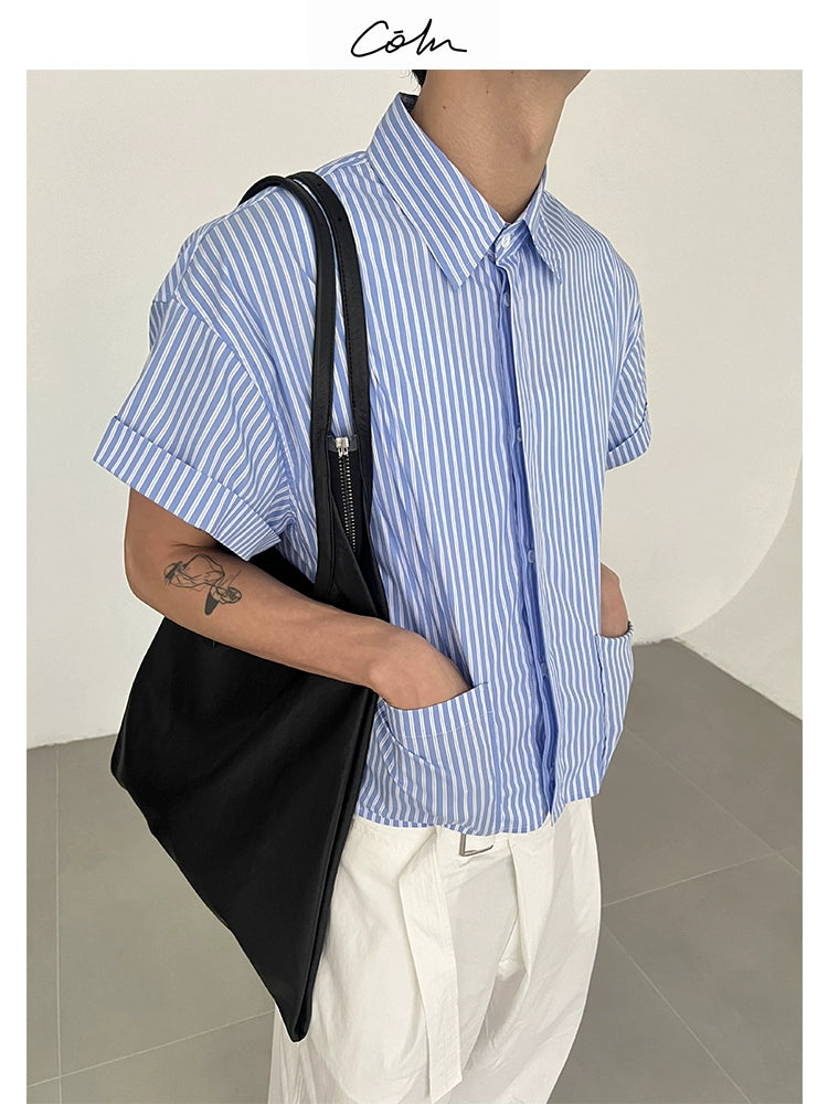 COLN Versatile Short Striped Shirt