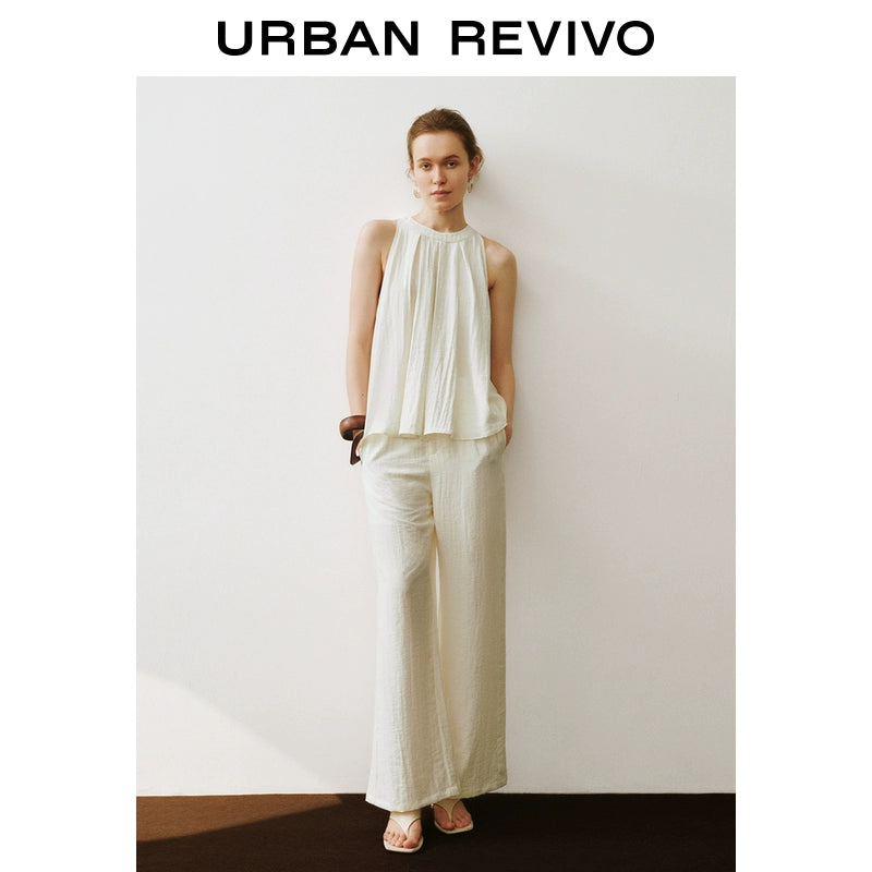 URBAN REVIVO Neck Off-the-shoulder Loose Sleeveless Blouse Shirt