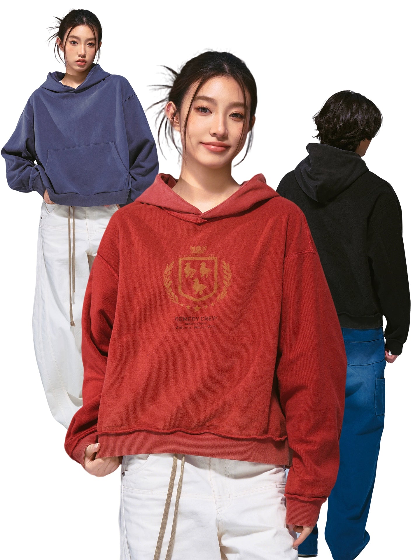 Remedy Vintage Loose Double Sided Hooded Sweater