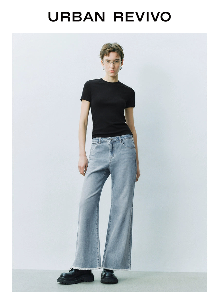 URBAN REVIVO Basic Casual Versatile Slim Tee