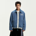 CoosRetro Vintage One-Word Embroidered Craft Shirt Jacket