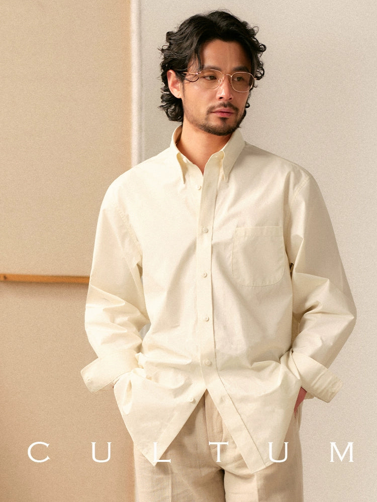 CULTUM Retro Long-sleeved Hidden Button-neck Shirt