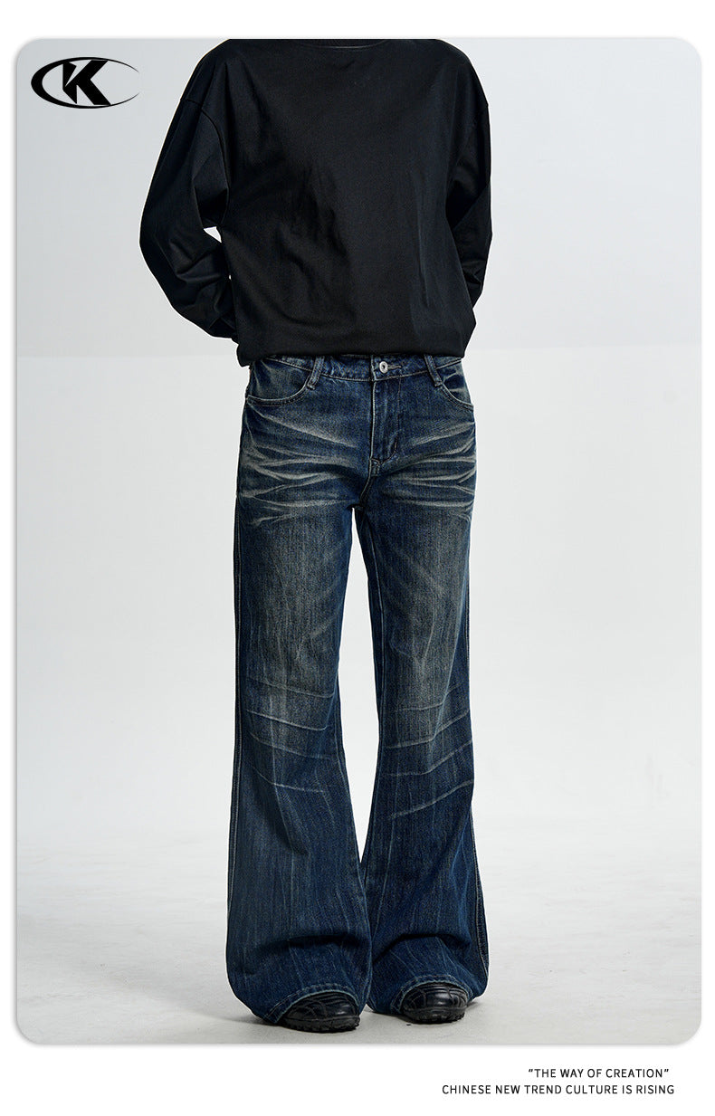 11KN Retro Straight Three-dimensional Slim-fitting Jeans