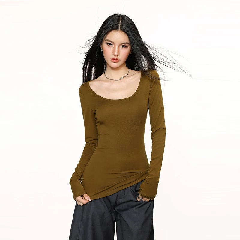 Cherry Melody Retro U-neck Waist Bottom Long Sleeve