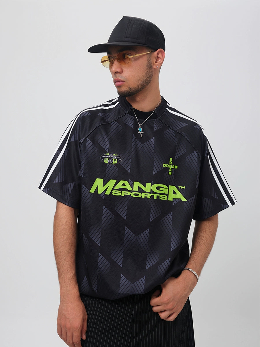 ComicTree Gradual Change Striped Football Jersey