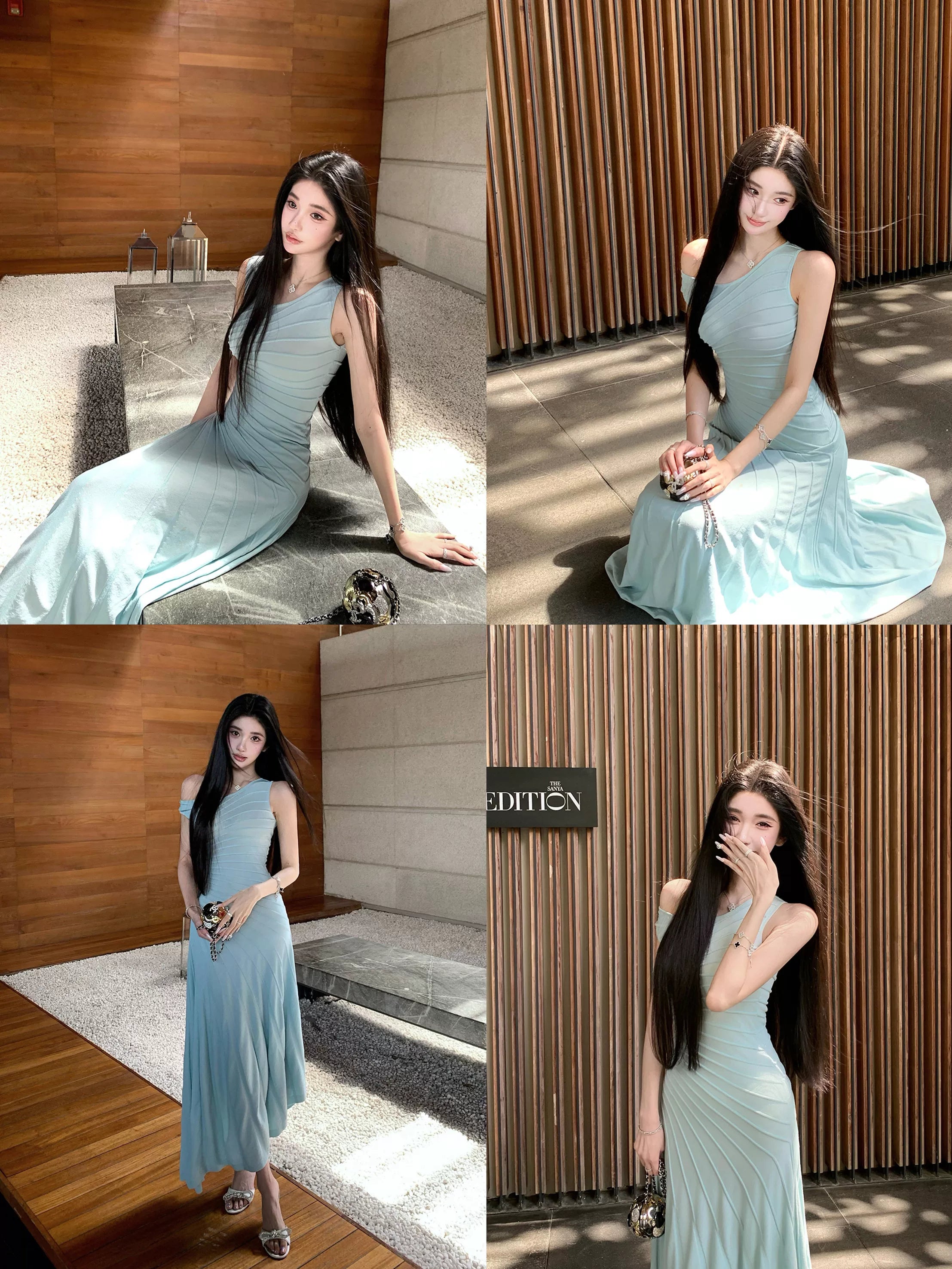 Barb Chilled Water Ripple Suspender Dress