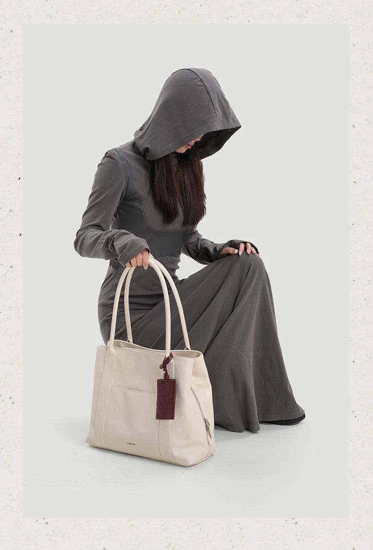 KoniKoni Leather Niche Large Capacity Shoulder Bag Underarm Bag