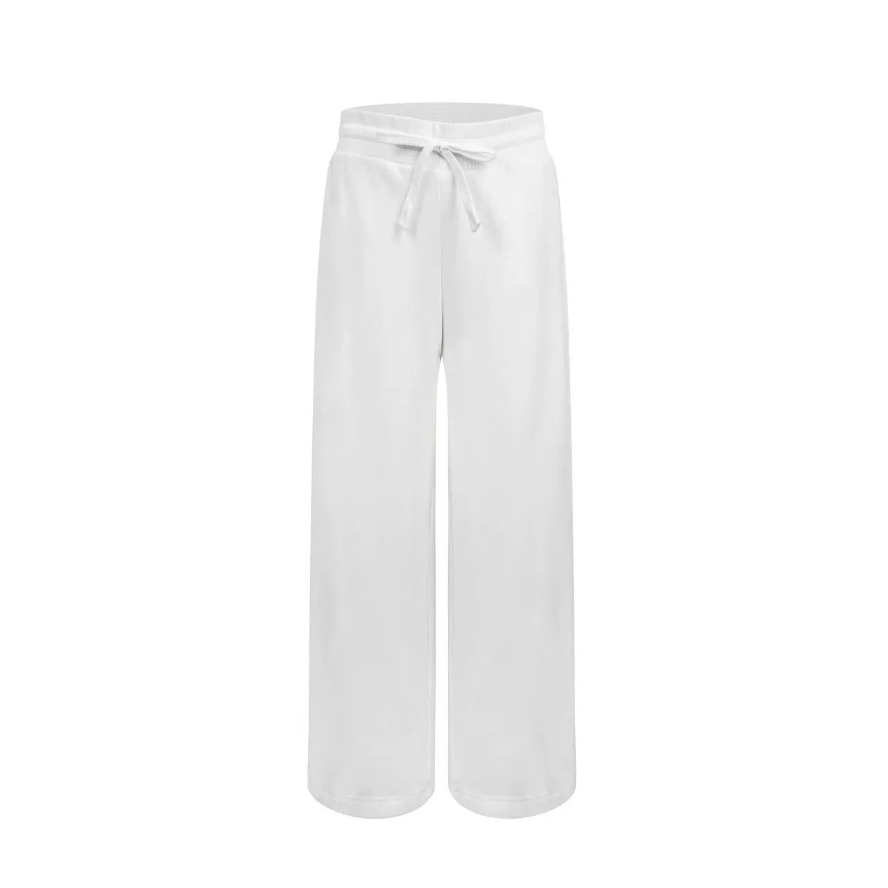 Veryrareme Low Waist Ribbed Wide Waist Drawstring Sweatpants