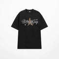 404MOB Leopard Print Star Hot Diamond Embroidery Tee