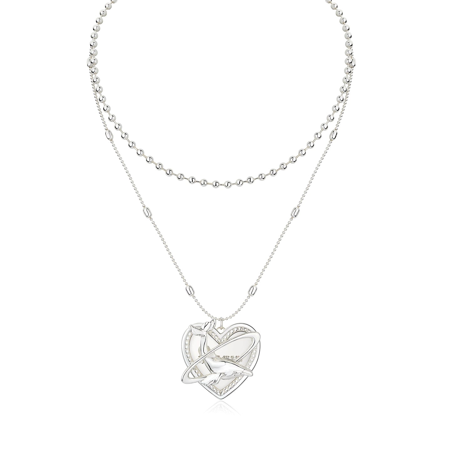 1JINN M2M Double Stacked Whale Love Pendant Necklace