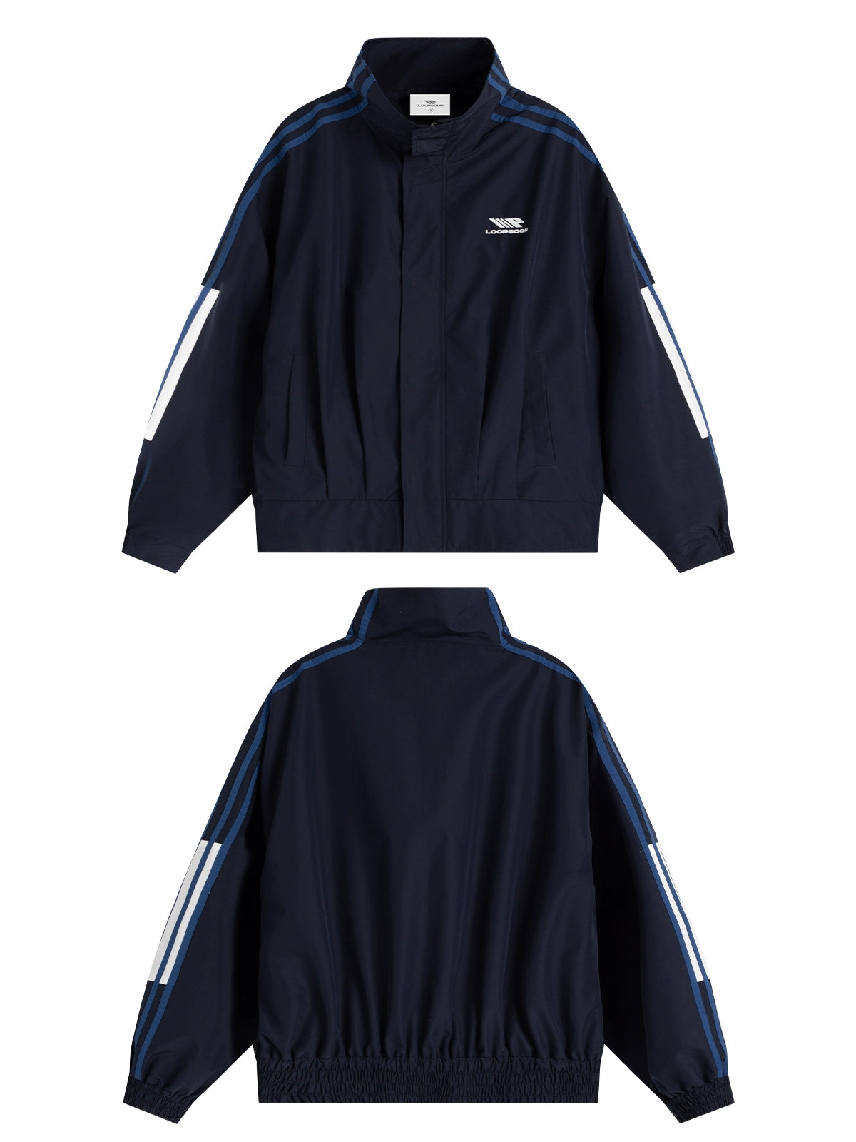 Loopsoon Four-bar Color-matching Stand-up Collar Loose Blazer