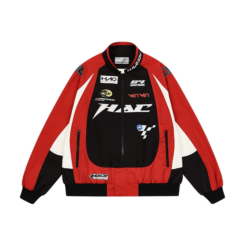 Harshandcruel Retro Contrasting Structure Stitching Racing Suit