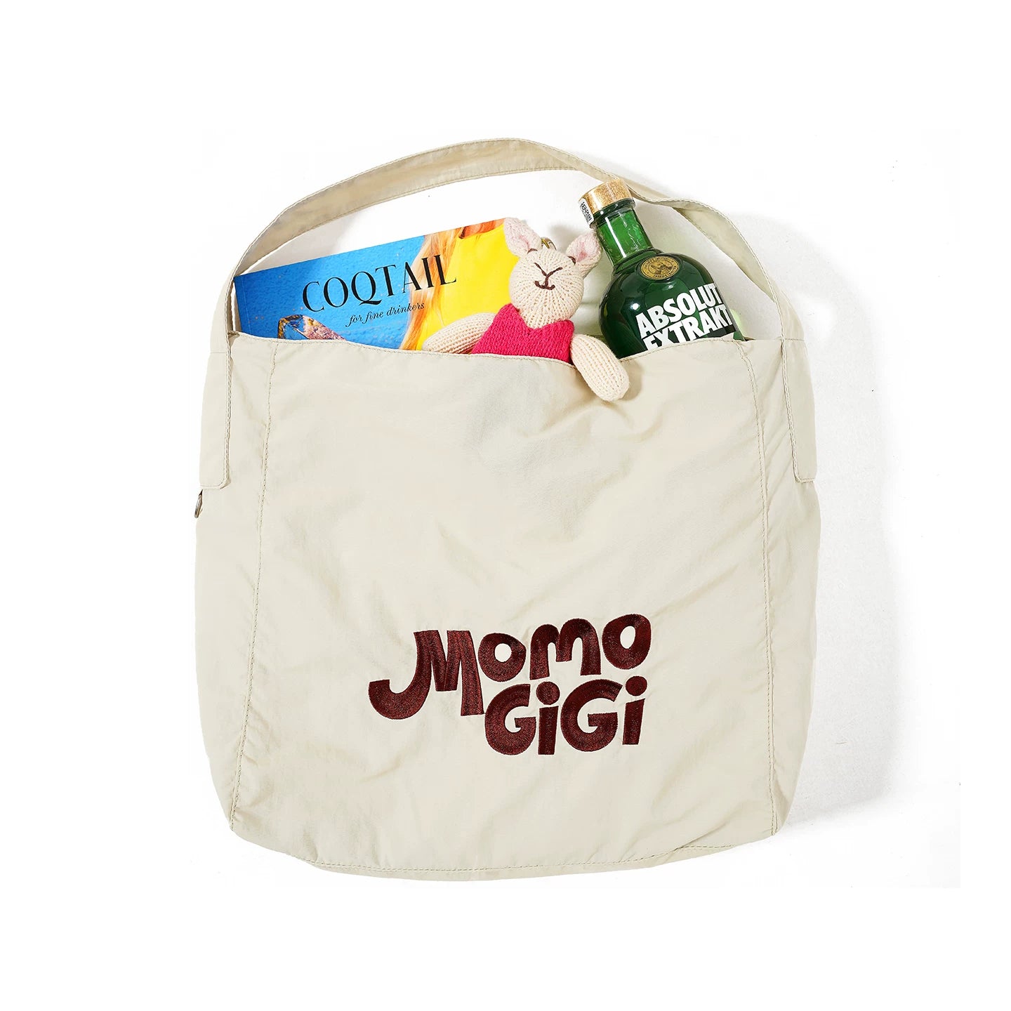 Momogigi Contrast Color Embroidery Shopping Bag