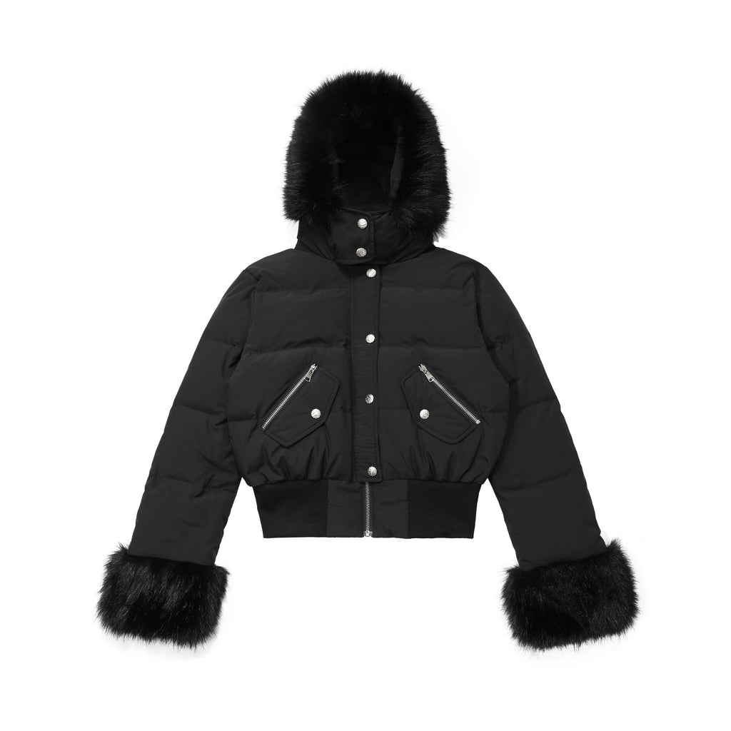 CHANYOOU Retro Fur Collar Slim-fitting Waist Hooded Jacket