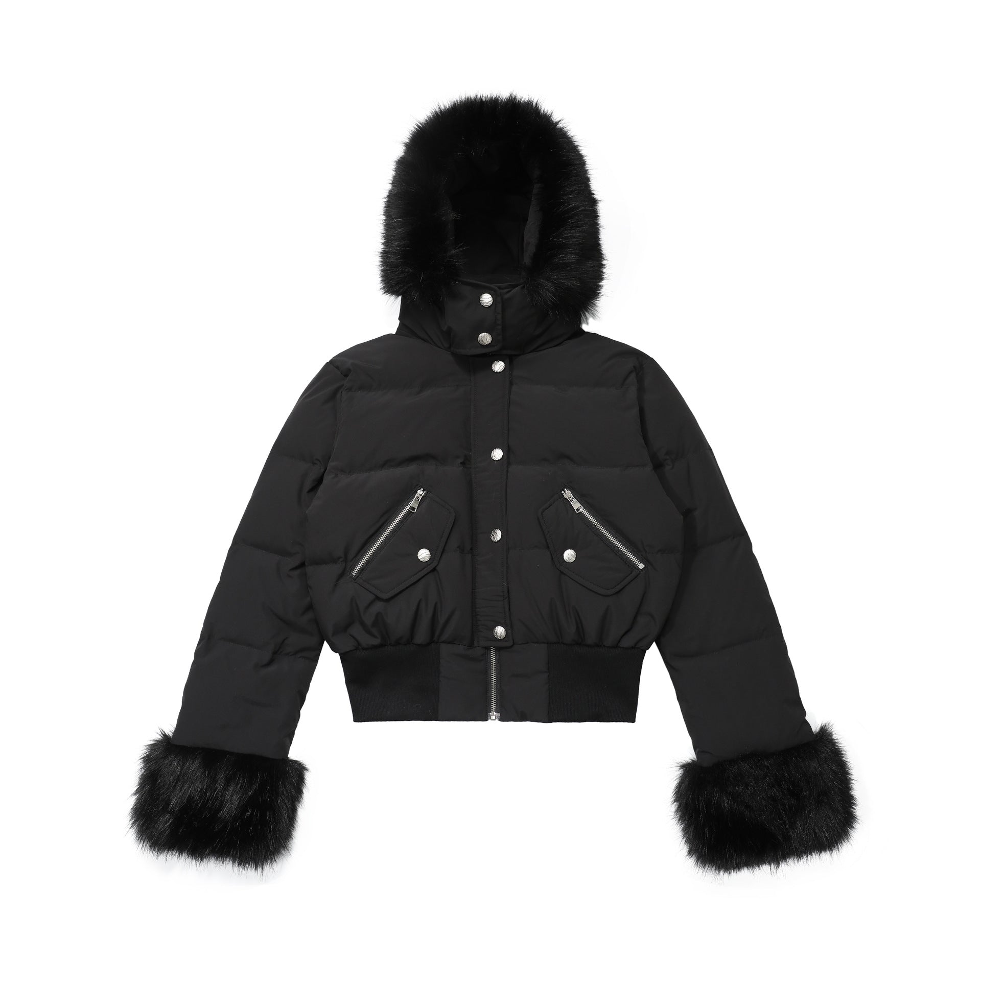 CHANYOOU Retro Fur Collar Slim-fitting Waist Hooded Jacket