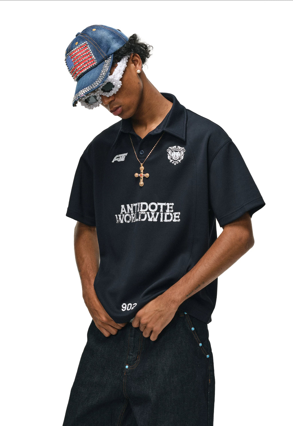ANTIDOTE Sports Badge Lapel Polo Shirt