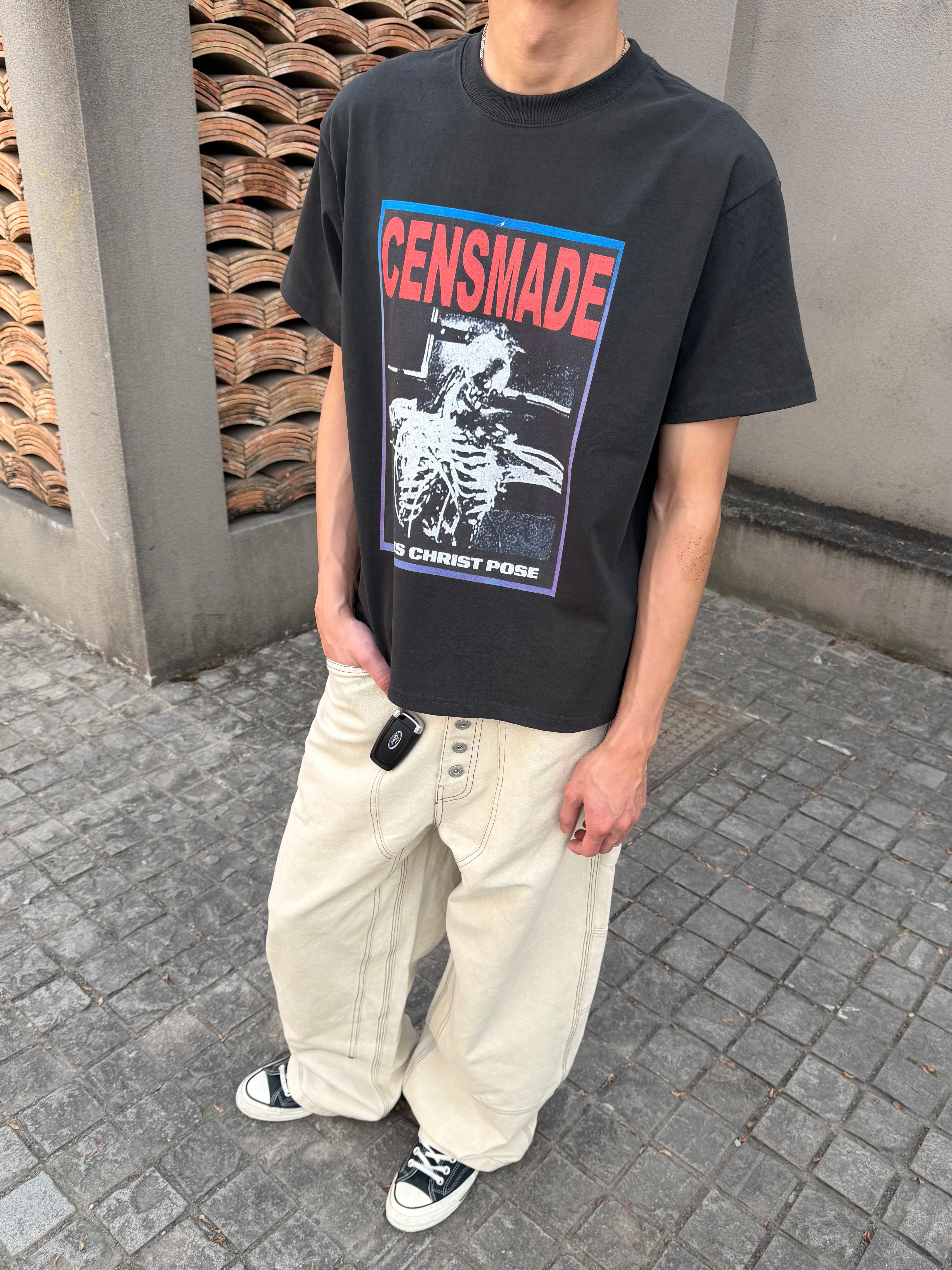 CENSMADE Retro Skull Print Versatile Tee